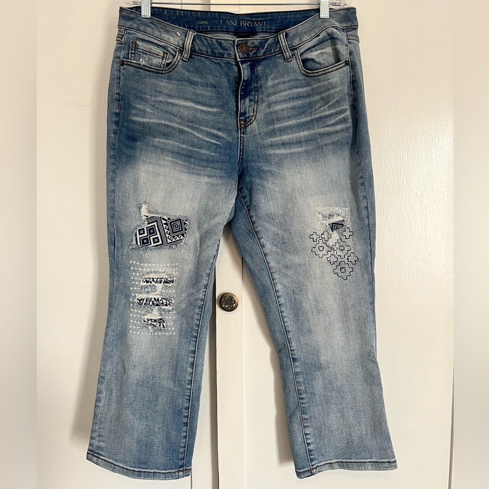 Lane Bryant Patchwork Crop Flare Jeans